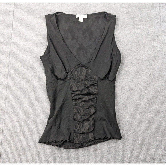 Vintage Cache Blouse Womens Small Black Sheer Lace Whimsigoth 90s Witchy Gothic - Picture 2 of 6